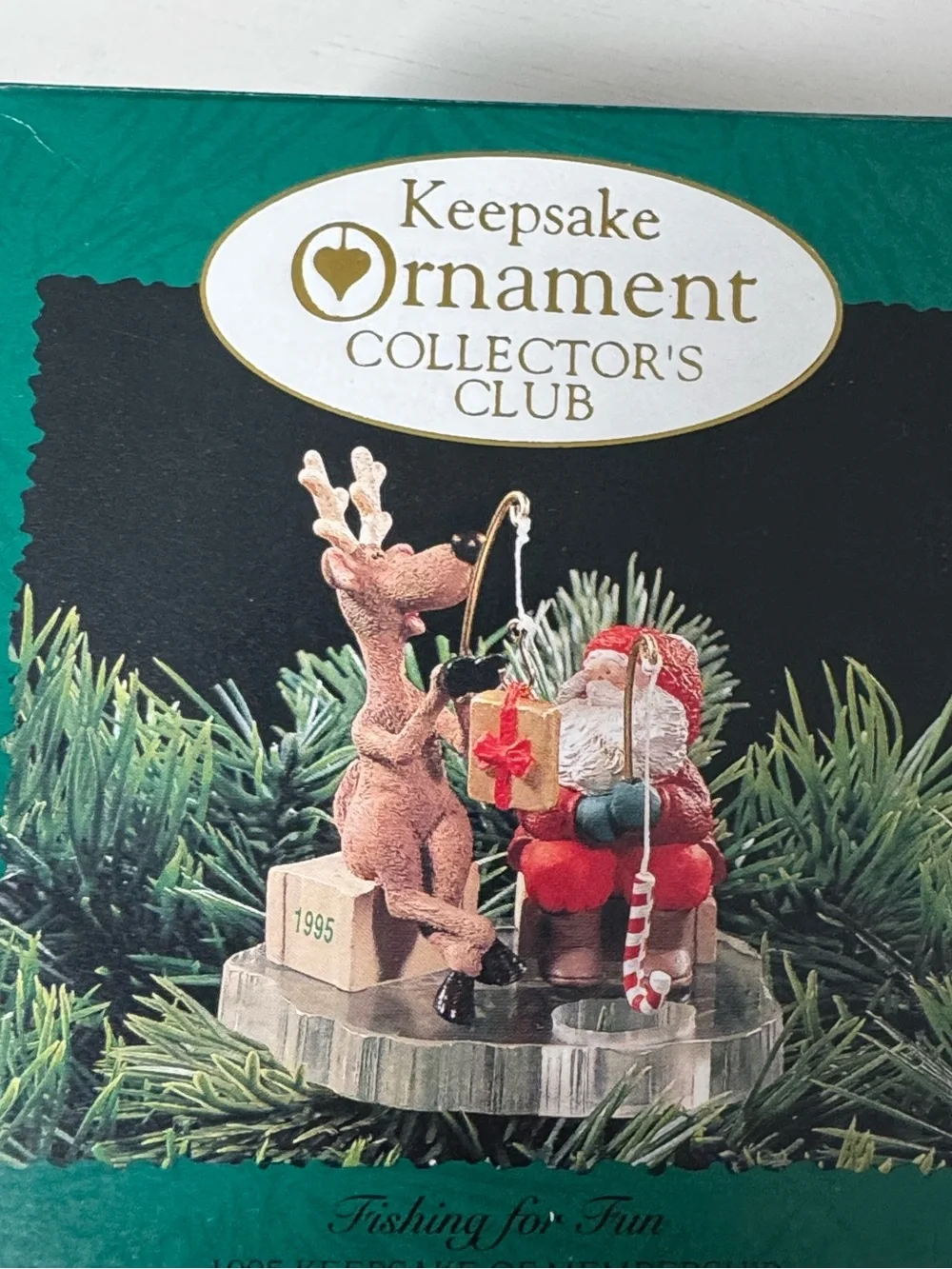 Hallmark Green 'Fishing for Fun' Keepsake Ornament with Santa and Reindeer